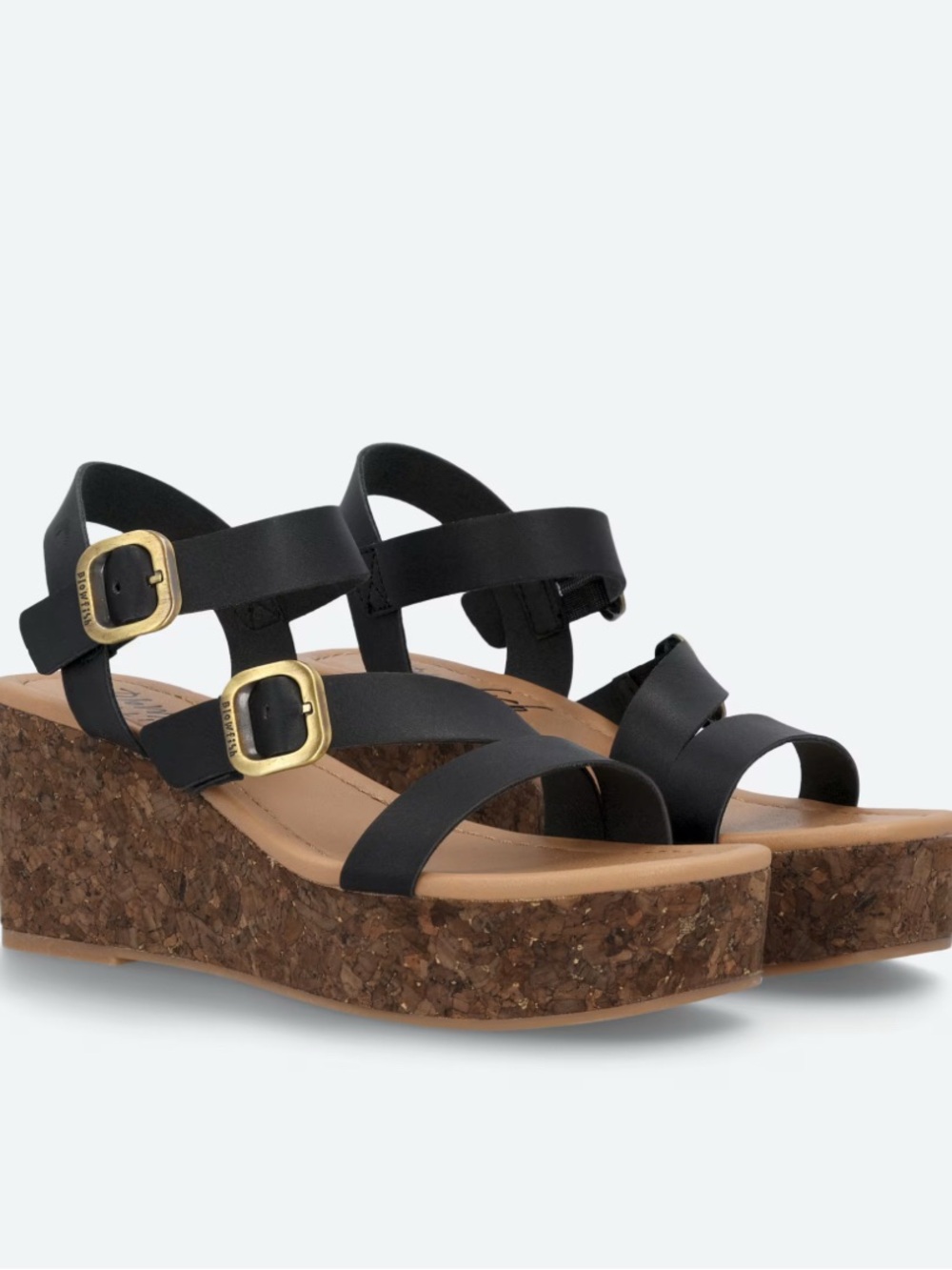 Women’s Black Cork Wedge Sandals